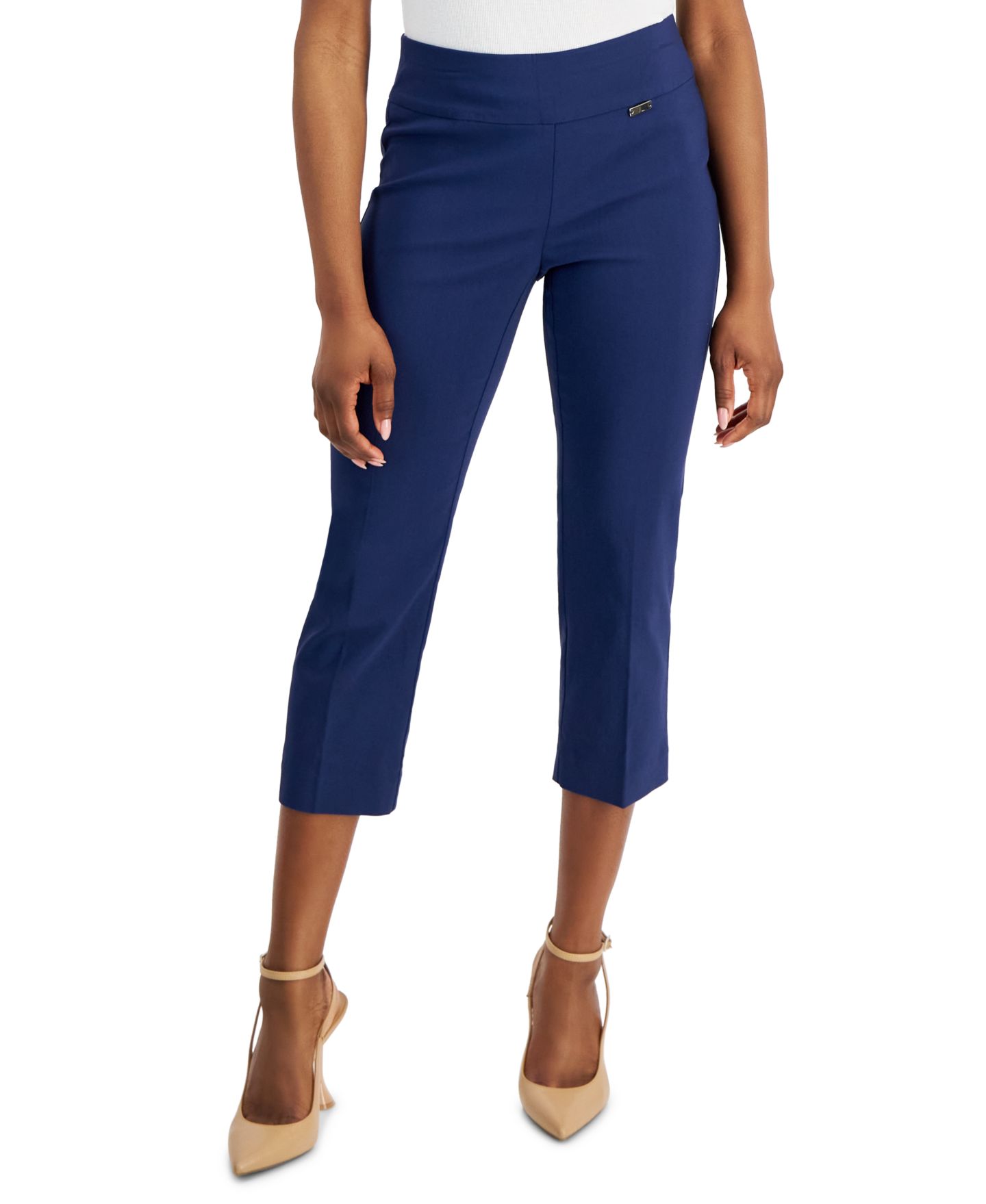 Женские брюки I.N.C. International Concepts Petite Mid-Rise Straight-Leg Capri, цвет: Индиго морской — фото 1