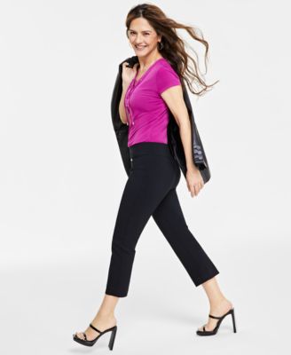 Petite Mid-Rise Straight-Leg Capri Pants, Created for Macy's