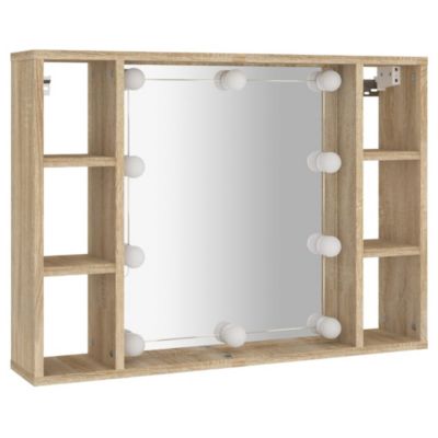 Mirror Cabinet with LED Sonoma Oak 29.9"x5.9"x21.7"
