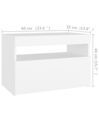 Bedside Cabinet & LED Lights 2 pcs White 23.6"x13.8"x15.7" Engineered Wood