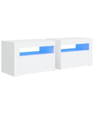 Bedside Cabinets 2 pcs with LEDs White 23.6"x13.8"x15.7"