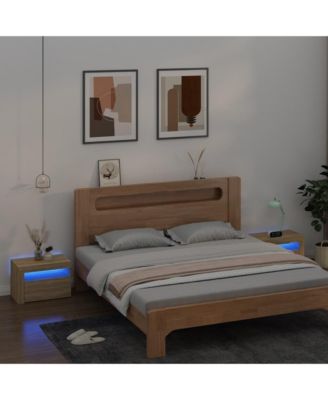 Bedside Cabinets 2 pcs with LEDs Sonoma Oak 23.6"x13.8"x15.7"