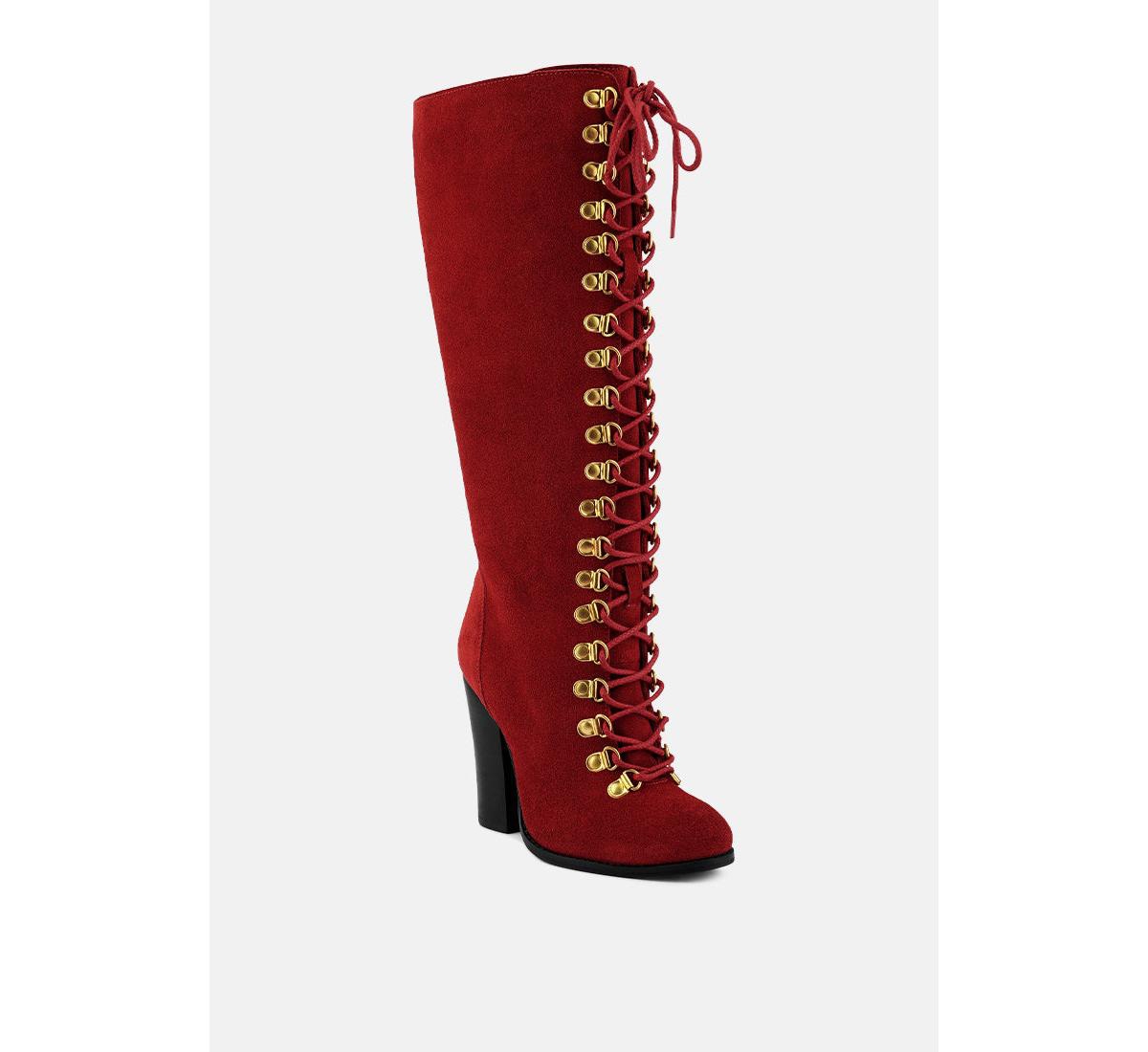 Street-slay Womens Antique Eyelets lace up Knee Boots