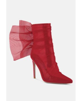 Womens princess organza wrapped style heeled ankle boots