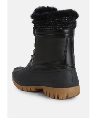 Womens capucine fur collar contrasting lug sole boots