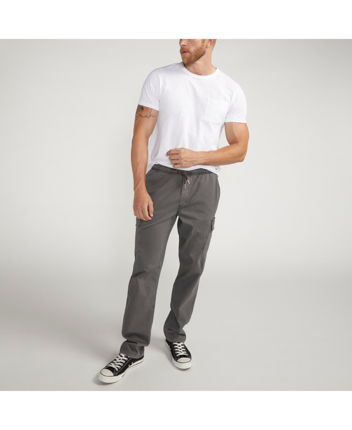 Shop Silver Jeans Co. Men's Essential Twill Pull-on Cargo Pants In Dark Gray