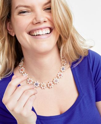 50Pcs Floral Charms With Pearls - Mixed Color Flower Pendants For Jewelry Making