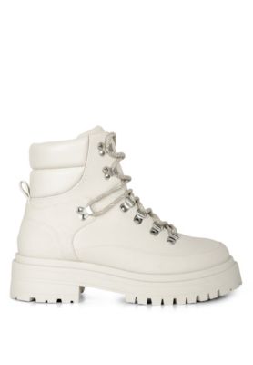 Womens Goliath Lace Up Chunky Biker Boots