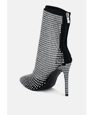Fortunate Rhinestones Embellished Mesh Boots