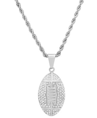 Men's Crystal American Football 24" Pendant Necklace
