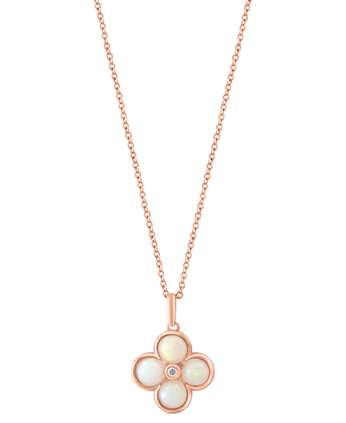 Effy Collection Effy Ethiopian Opal (1-1/4 Ct. T.w.) & Diamond Accent 18" Flower Pendant Necklace In 14k Rose Gold