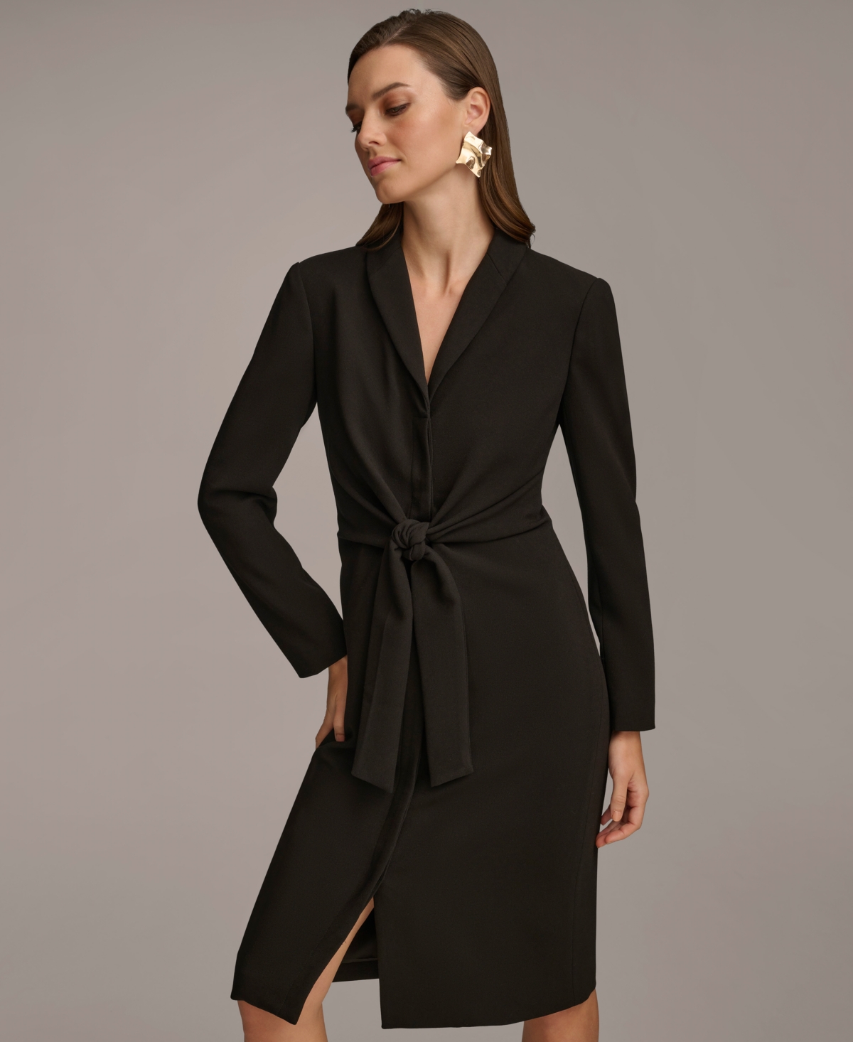 Shop Donna Karan Women's Belted Jacket Dress In Black