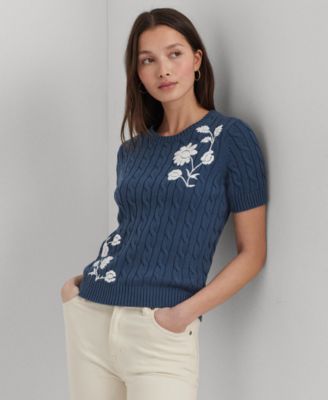 Lauren Ralph Lauren - Women's Embroidered Cable-Knit Sweater
