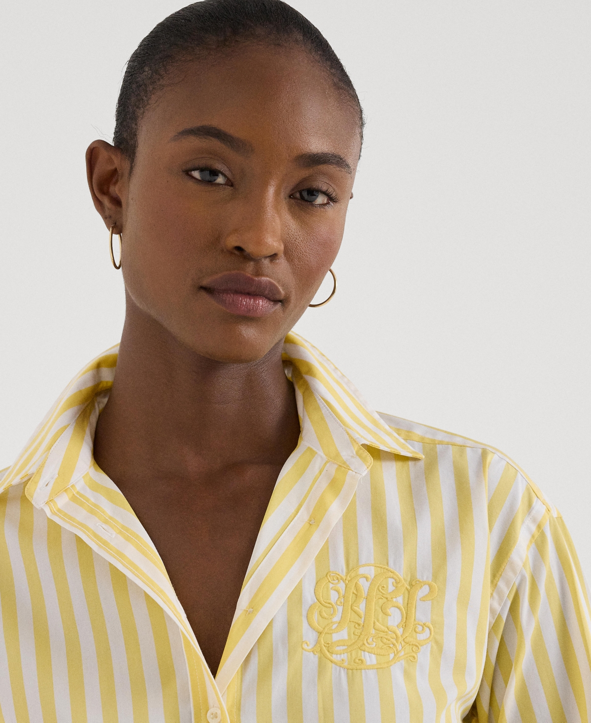 Lauren Ralph Lauren Women's Cotton Striped Shirt -White