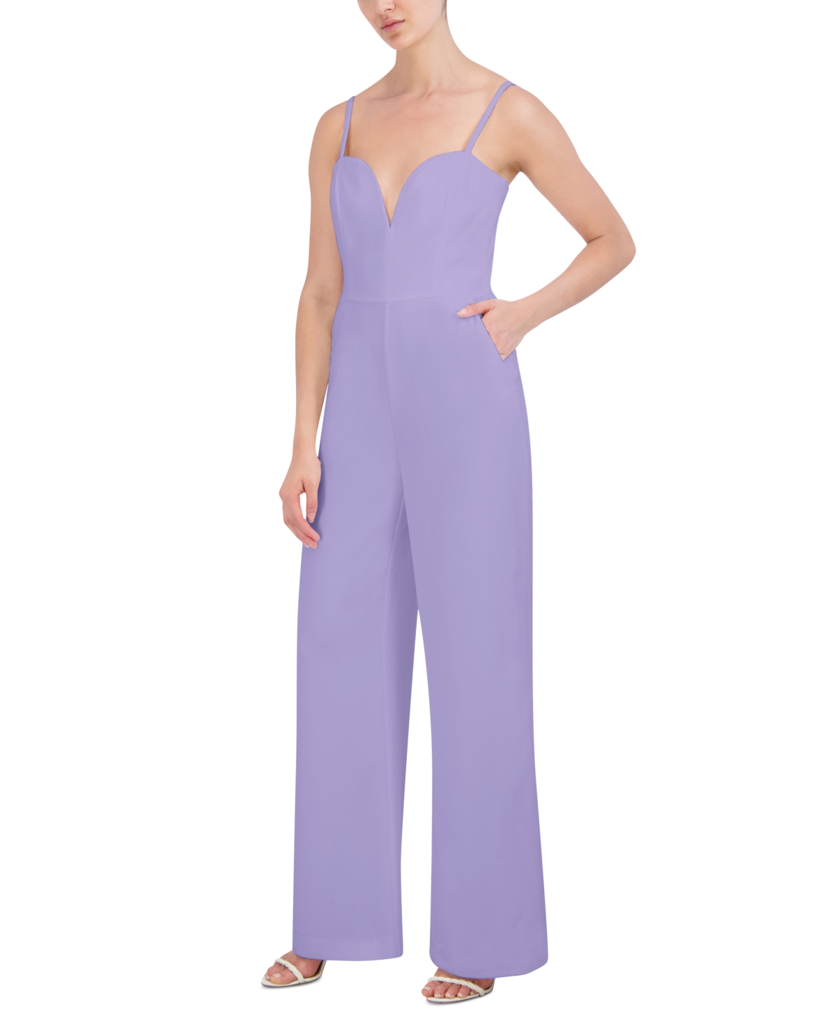 Shop Bcbg New York Women's Sweetheart-neck Suiting Jumpsuit In Lavender