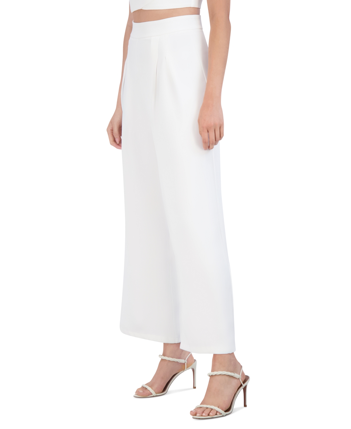 Shop Bcbg New York Women's Pleated Twill Wide-leg Pants In Marshmallow