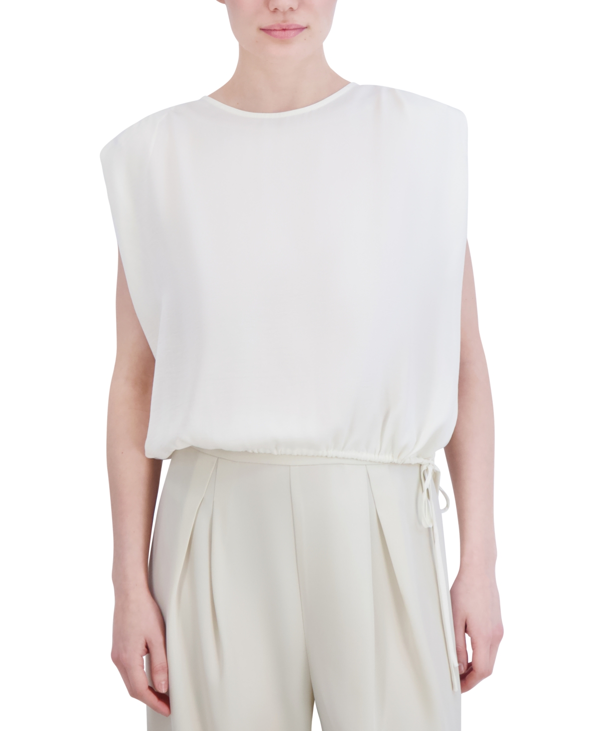 Shop Bcbg New York Women's Drawstring-hem Sleeveless Top In Ivory