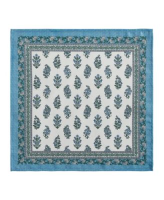 Tropez Block Print Stain Water Resistant Indoor and Outdoor Napkins, Set of 4