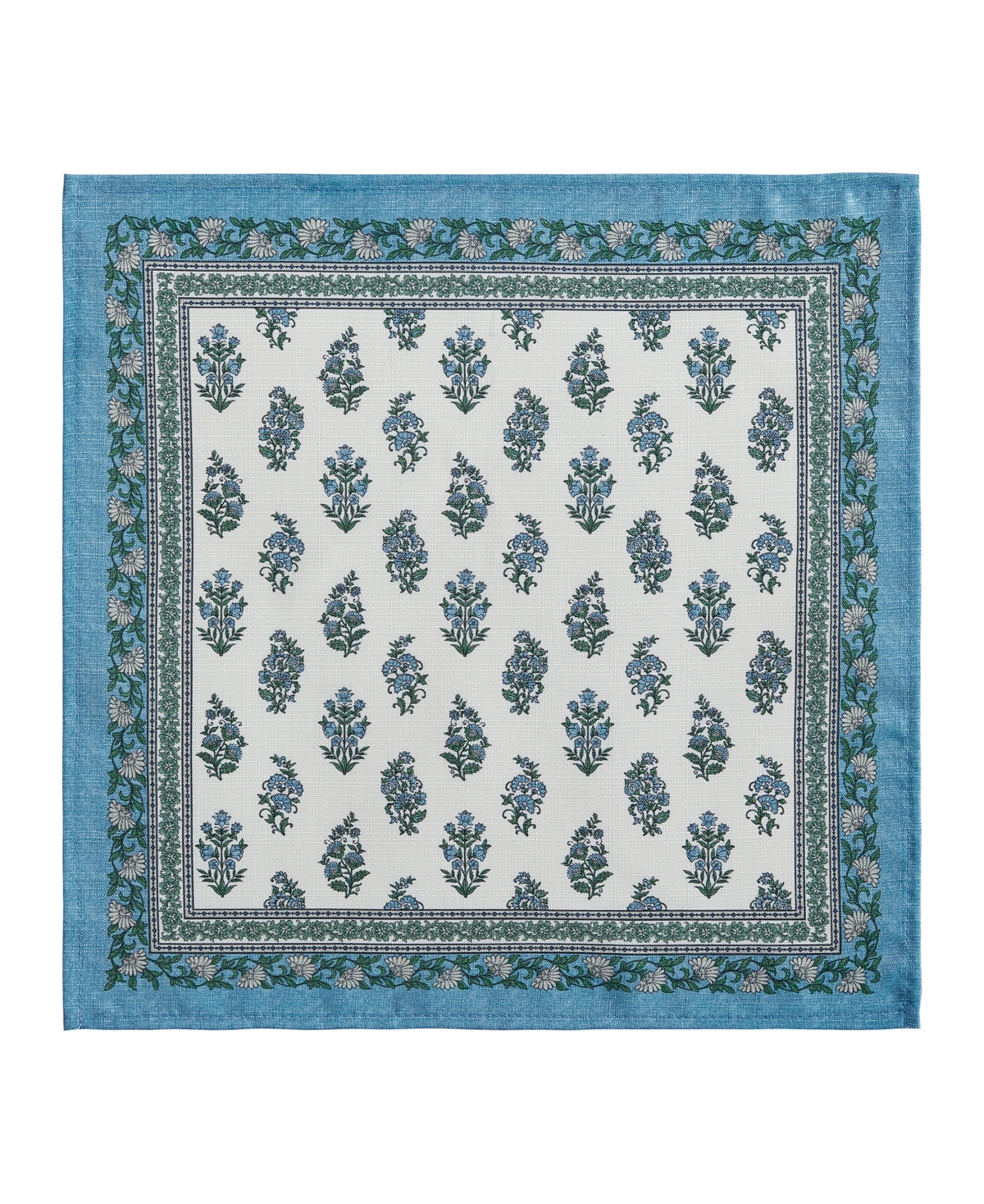 Tropez Block Print Stain Water Resistant Indoor and Outdoor Napkins, Set of 4