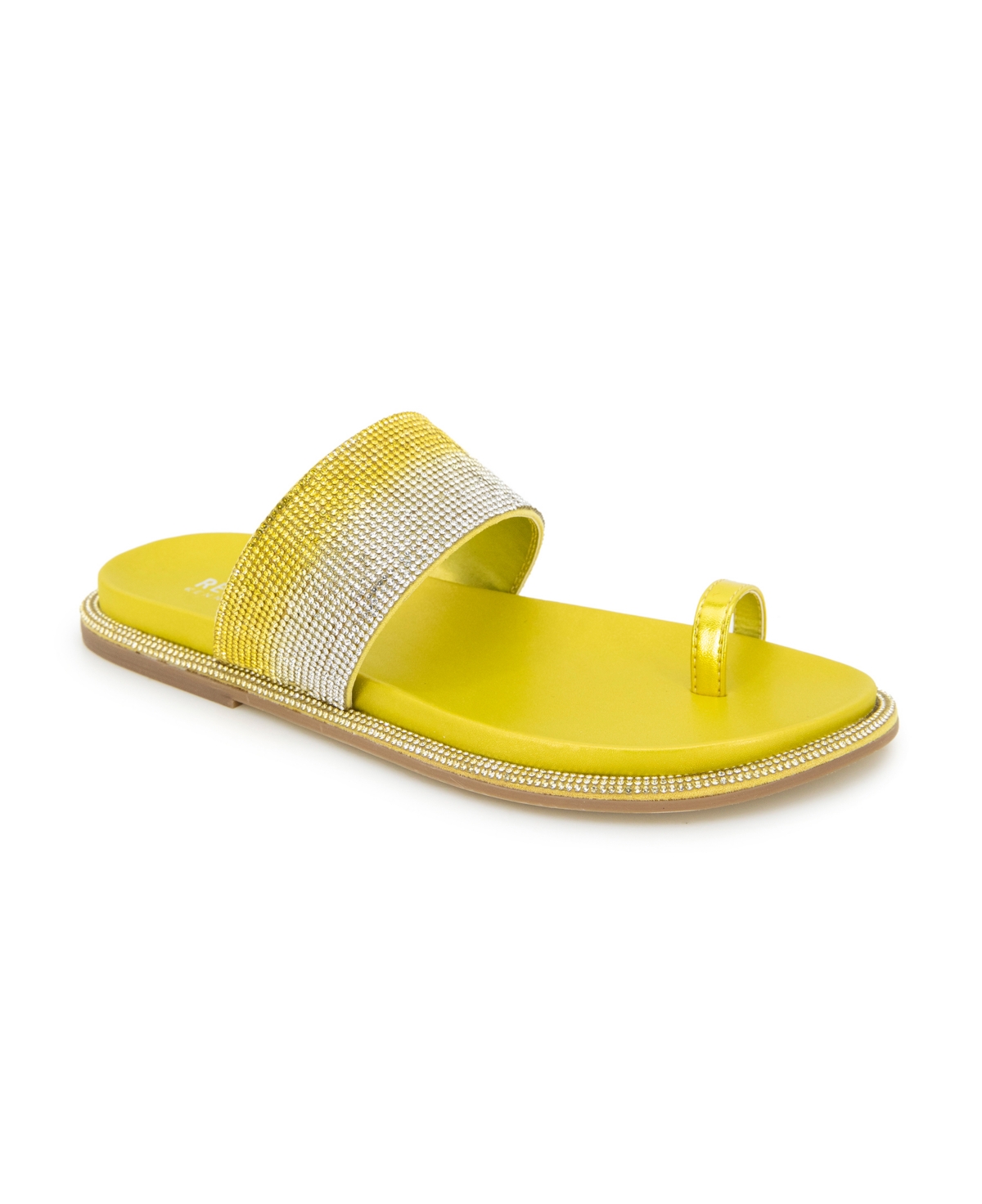 Women's Sage Jewel Toe Ring Footbed Flat Sandals - Lemon