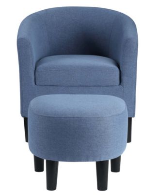 26.25" Faux Linen Churchill Accent Chair with Ottoman