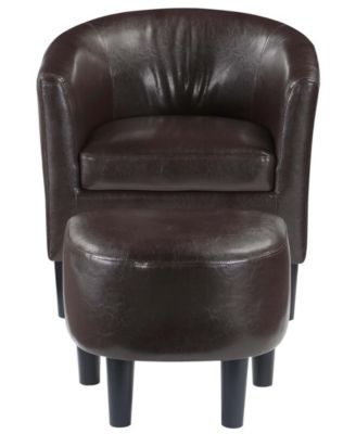 26.25" Faux Leather Churchill Accent Chair with Ottoman