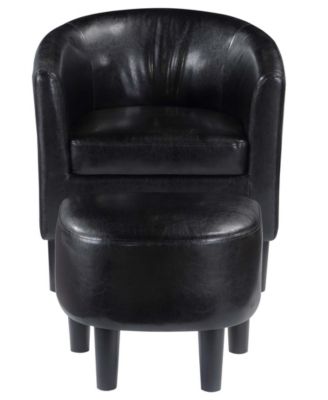 26.25" Faux Leather Churchill Accent Chair with Ottoman