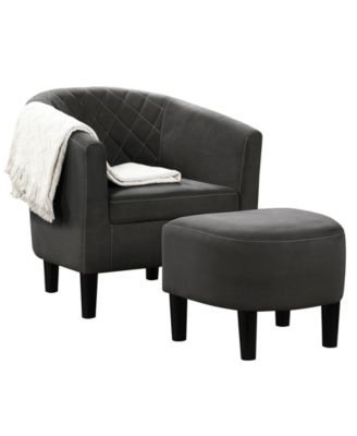 27.75" Microfiber Roosevelt Accent Chair with Ottoman