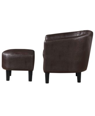 27.75" Faux Leather Roosevelt Accent Chair with Ottoman