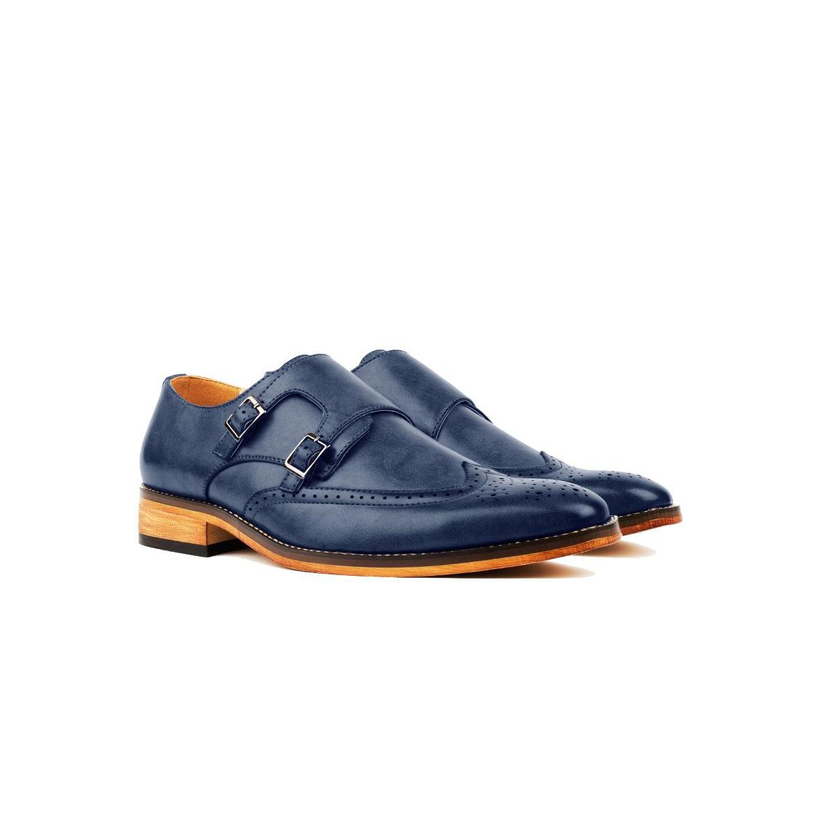 Men's Monk Strap Brogue Dress Shoes - Brown