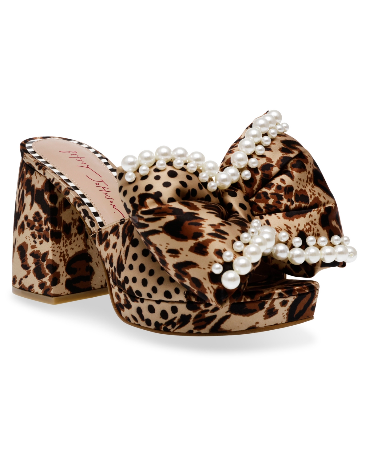 Shop Betsey Johnson Women's Maccie Beaded Bow Platform Dress Sandals In Leopard