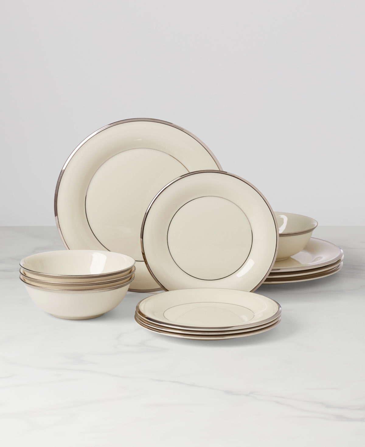 Shop Lenox Solitaire 12-piece Dinnerware Set, Service For 4 In White And Ivory