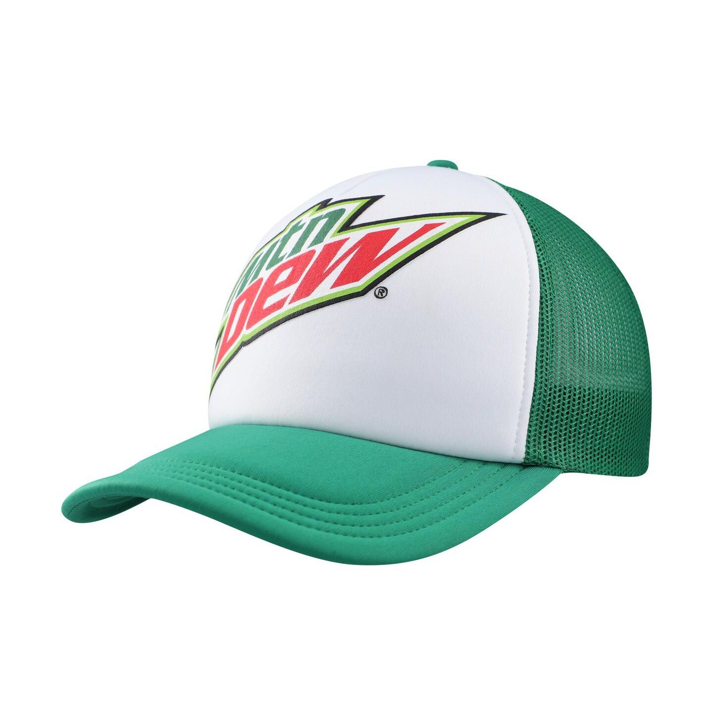 Мужская кепка Lids White, Green Mountain Dew Foam Trucker Adjustable Hat — фото 1