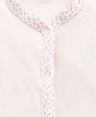 Baby Girls Cotton Floral Trim Coverall