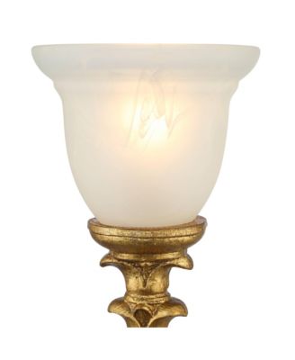 Traditional Glam Console Accent Table Lamp 18" High French Gold Uplight Alabaster Glass Shade Decor for Living Room Bedroom House Bedside Nightstand Office Reading Family - Regency Hill