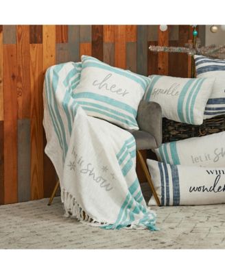 Morgan "Let It Snow" Striped Woven Christmas Accent Throw Pillow, 15" x 35"