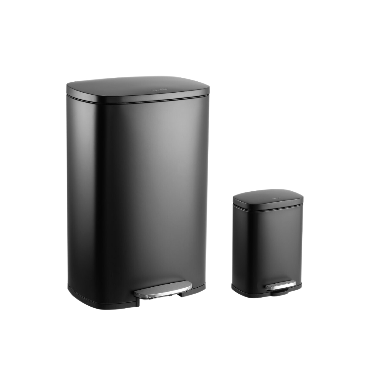 Connor Rectangular Trash Can with Soft-Close Lid and Mini Trash Can - Black