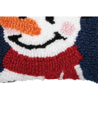 Christmas Snowman Wishes Mini Hooked Accent Pillow 8" x 8"