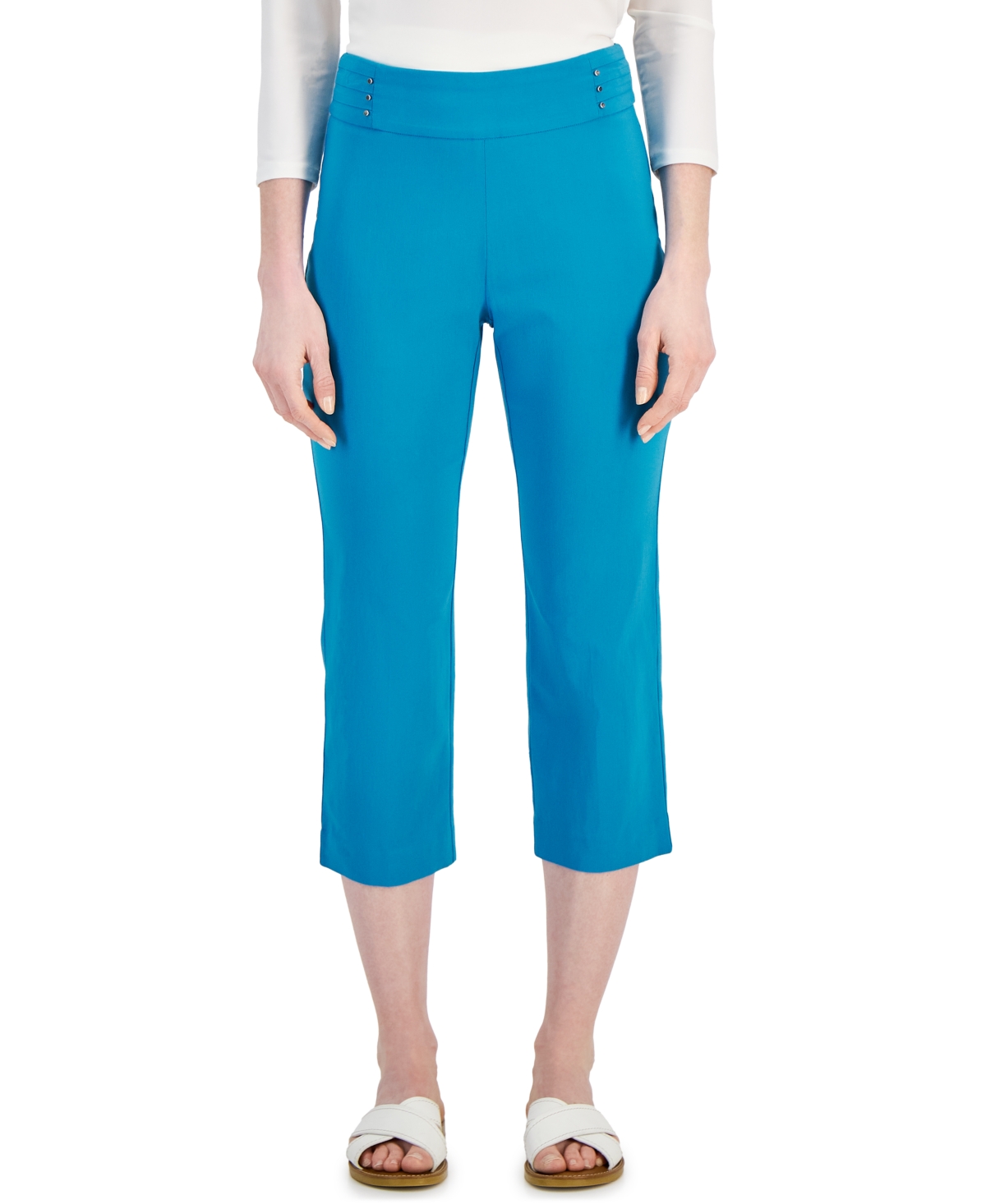 Shop Jm Collection Women's Pull On Slim-fit Cropped Pants, Created For Macy's In Seafrost