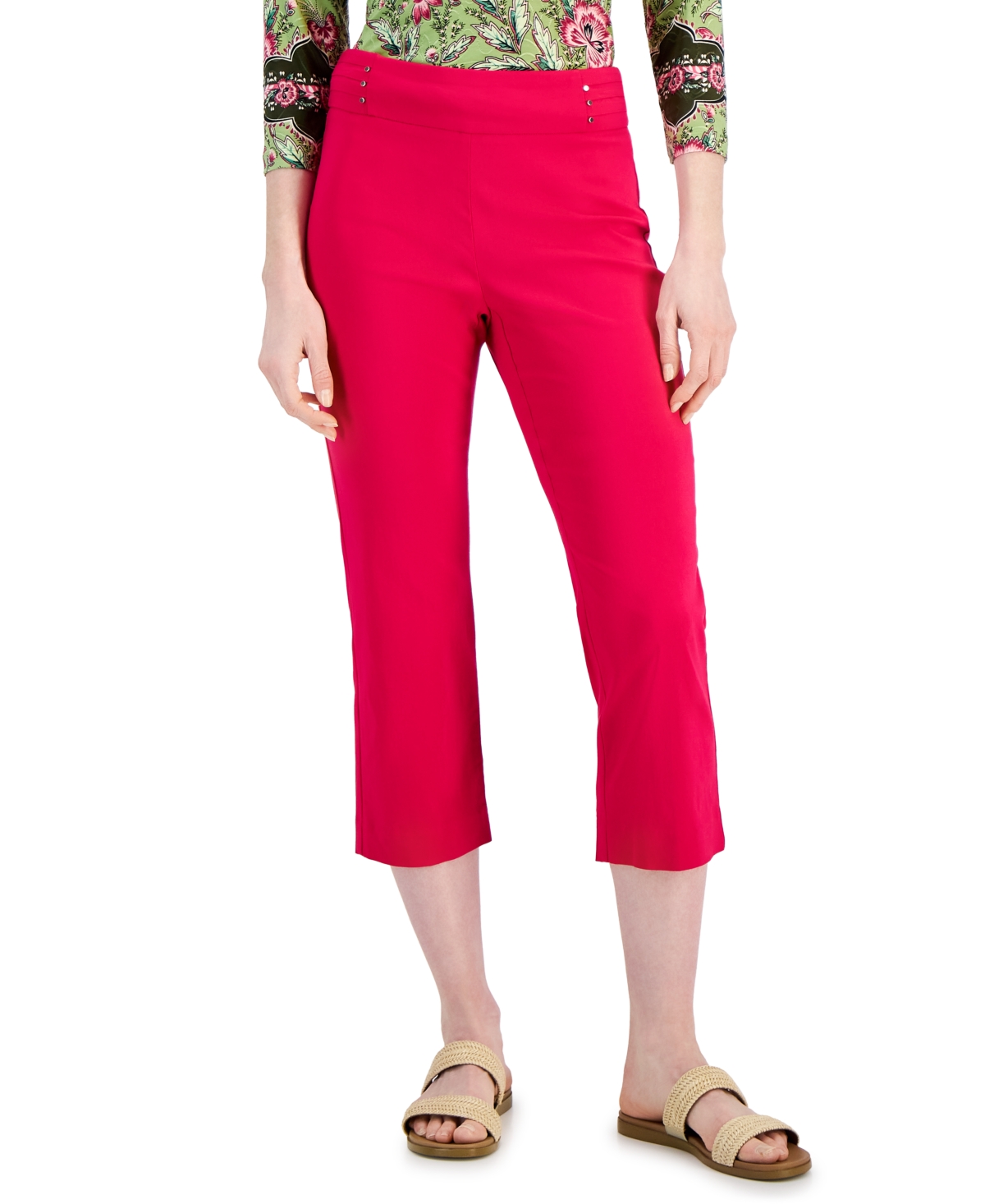 Shop Jm Collection Women's Pull On Slim-fit Cropped Pants, Created For Macy's In Claret Rose