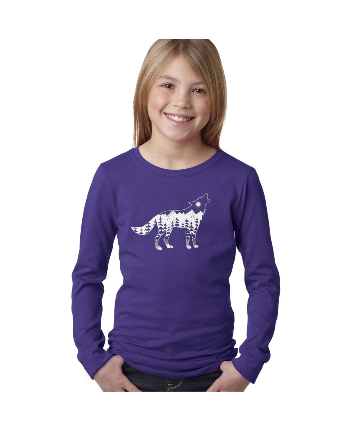 Girl's Word Art Long Sleeve - Howling Wolf