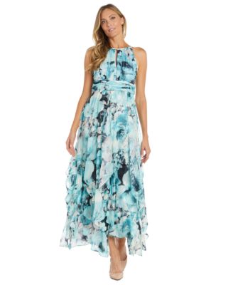 R & M Richards - Women's Floral Print Halter Gown