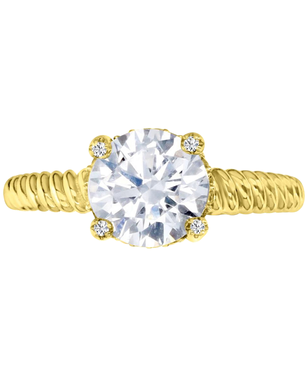 Shop Macy's Cubic Zirconia Solitaire Twist-style Engagement Ring In Gold