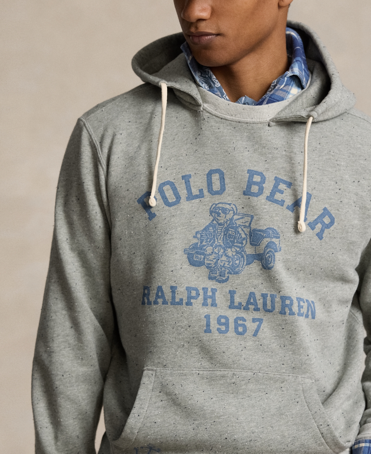 Shop Polo Ralph Lauren Men's Polo Bear Fleece Hoodie In Loft Hthr Truck Bear