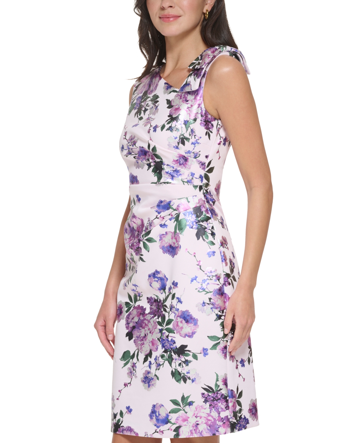 Jessica Howard Women's Floral Print Asymmetric Sleeveless Sheath Dress In Blush