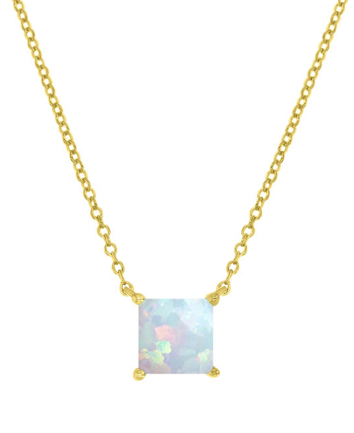 MACY'S LAB-GROWN OPAL SQUARE CUT SOLITAIRE 18" PENDANT NECKLACE (5/8 CT. T.W.) 