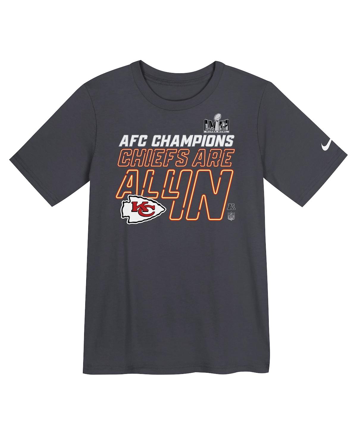 Shop Nike Little Boys And Girls  Anthracite Kansas City Chiefs 2023 Afc Champions Locker Room Trophy Colle