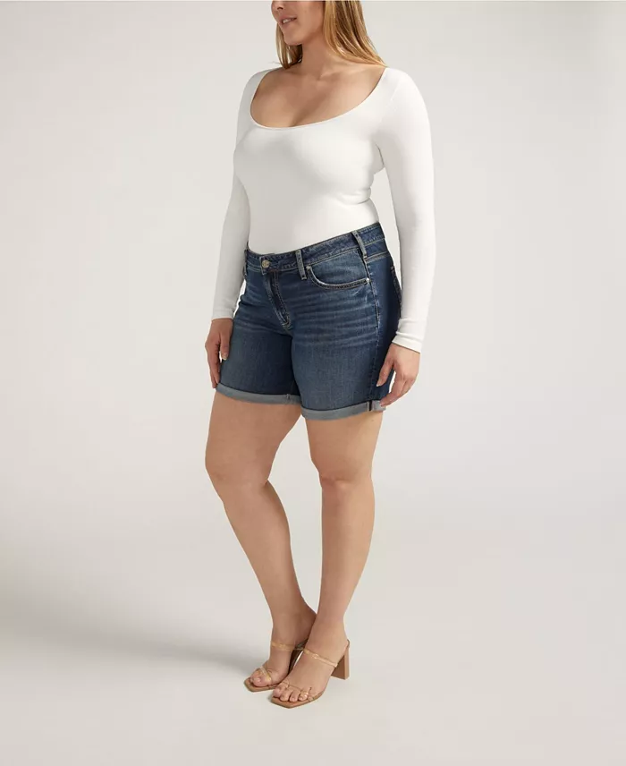 Plus Size Boyfriend Mid Rise Shorts - thumbnail 3