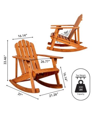Kiawah Outdoor Patio Classic Acacia Wood Adirondack Rocking Chair, Dark Brown