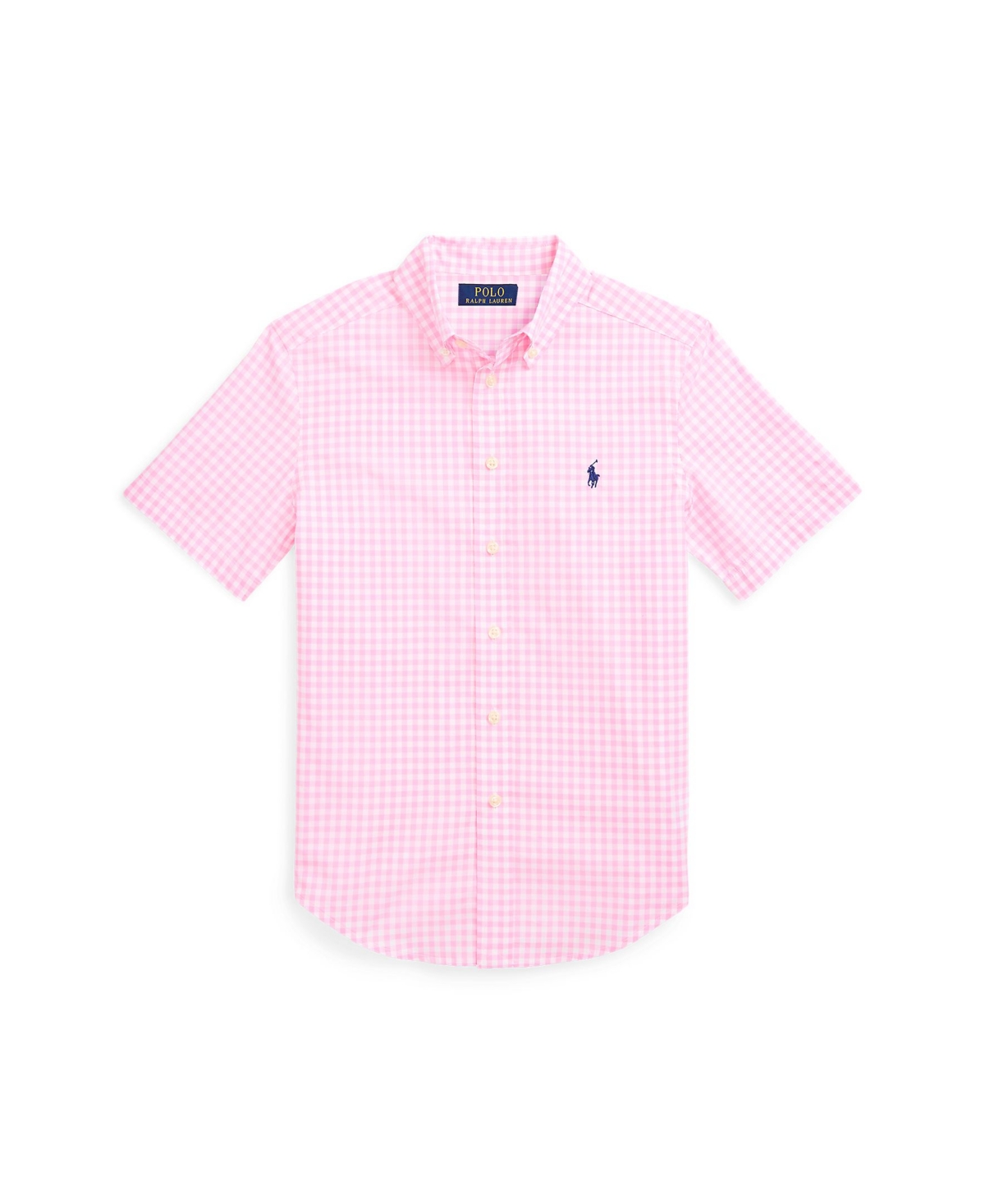 Shop Polo Ralph Lauren Big Boys Patterned Poplin Short Sleeve Shirt In Pink,white